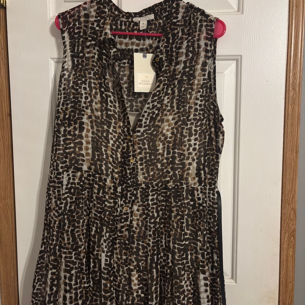 Dana Buchman  Brown Patterned Midi Dress Animal print